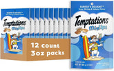 Temptations MixUps Crunchy Cat Treats, Surfer's Delight, 3 oz, 12 Pack | Tuna, Shrimp & Salmon flavors, under 2 calories per treat, soft inside, resealable value pouch, promotes dental health