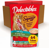 Delectables Squeeze Up Tuna with Catnip Creamy Squeezable Puree, Lickable Wet Cat Treats, Grain Free, No Added Fillers, No By-Products, No Added Preservatives, 0.5 Ounces Tube, 64 Tubes Total