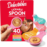 Delectables Lickable Spoon Handheld Wet Cat Treats Made with Real Tuna, Creamy Puree, Mess Free, Quick & Easy, Grain-Free, No Added Fillers, No Added Preservatives, Variety Pack 40ct