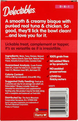 Delectables Lickable Treat Bisque Non-Seafood Wet Cat Treat with Real Tuna & Chicken, Food Topper, Hydrating, Grain-Free, No Fillers, By-Products, Added Preservatives, 1.4oz Pouch, 30ct