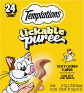 Temptations Creamy Puree Lickable Cat Treats, Chicken, 24 Count | Under 15 calories per tube, great for senior cats, no chewing required, no added sugar, wet squeezable treat, 0.42 oz. Tubes