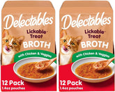 Delectables Lickable Treat Savory Broth Wet Cat Treat with Real Chicken & Veggies, Food Topper, Hydrating, Grain-Free, No Fillers, No By-Products, No-Added Preservatives, 1.4oz Pouch (Pack of 24)