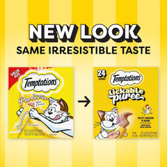 Temptations Creamy Puree Lickable Cat Treats, Chicken, 24 Count | Under 15 calories per tube, great for senior cats, no chewing required, no added sugar, wet squeezable treat, 0.42 oz. Tubes