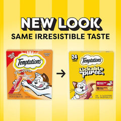 Temptations Creamy Puree Lickable Cat Treats, Beef Liver & Cheese, 24 Count | Under 15 calories per tube, great for senior cats, no chewing required, no added sugar, wet squeezable treat, 0.42 oz. Tubes