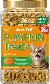 Just Try 36 OZ Pumpkin Cat Treats Salmon for Digestive Health | cat constipation relief,hairball control,for digestive support, low calorie,training biscuits,kitten snacks