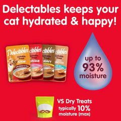 Delectables Lickable Treat Bisque Non-Seafood Wet Cat Treat with Real Tuna & Chicken, Food Topper, Hydrating, Grain-Free, No Fillers, By-Products, Added Preservatives, 1.4oz Pouch, 30ct