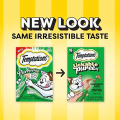 Temptations Creamy Puree Lickable Cat Treats, Seafood Medley, 16 Count | Under 15 calories per tube, great for senior cats, no chewing required, no added sugar, wet squeezable treat, 0.42 oz. Tubes