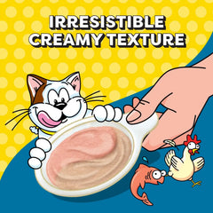 Temptations Lickable Spoons Wet Cat Treats, Variety Pack, 24 Count | Two irresistible flavors per spoon, mess-free creamy puree, hand-feed for bonding, use as treat or food topper, adult cats