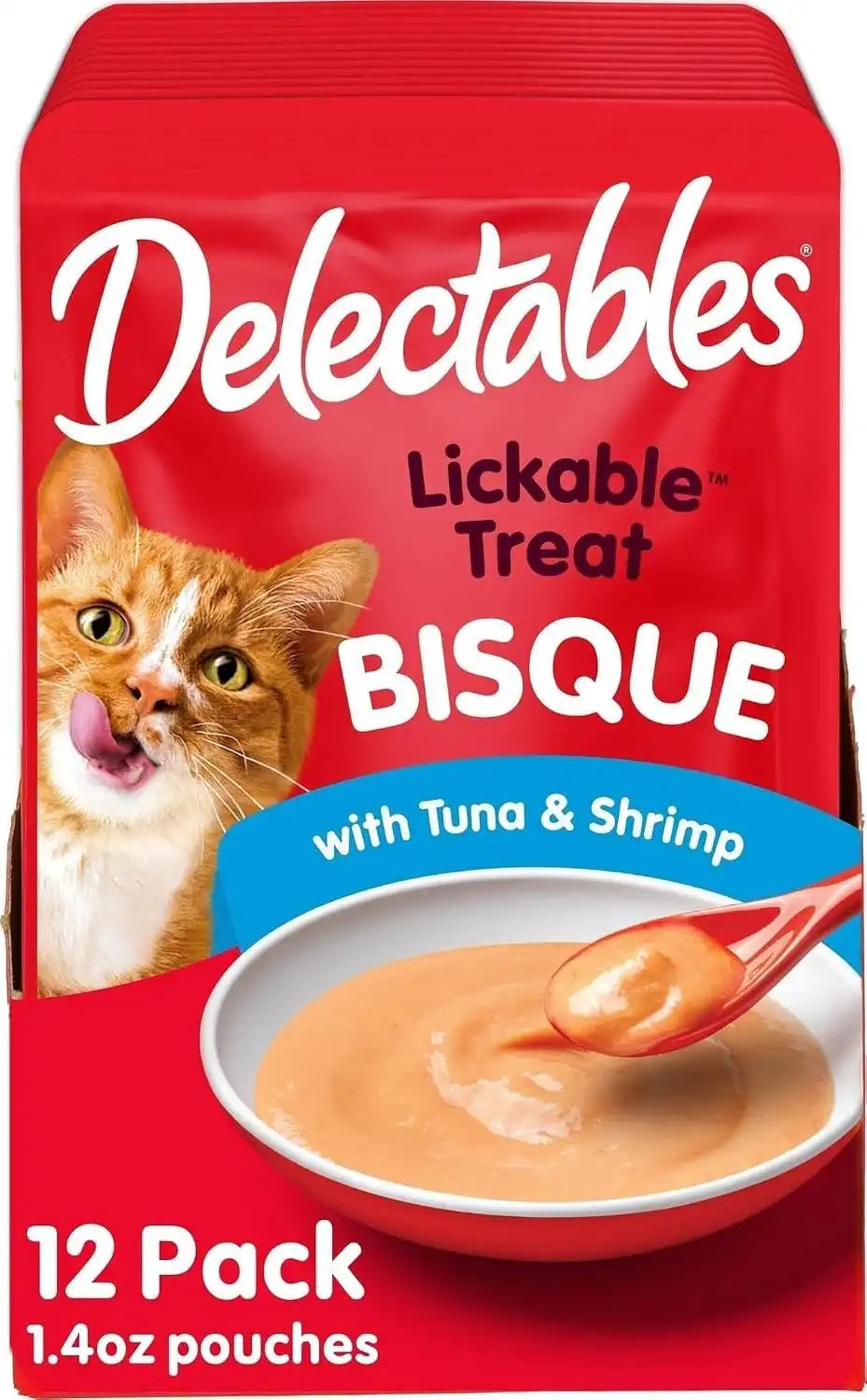 Delectables Bisque Lickable Wet Cat Treats - Tuna & Shrimp - 12 Pack
