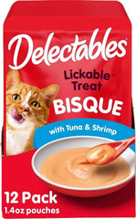 Delectables Bisque Lickable Wet Cat Treats - Tuna & Shrimp - 12 Pack
