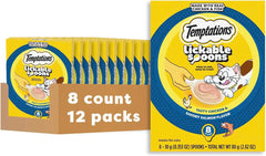Temptations Lickable Spoons Wet Cat Treats, Chicken & Salmon, 8 ct, 12pk | 96 spoons total, mess-free, hand-feed or food topper, real chicken & salmon, vitamins, no fillers, dual-flavor per spoon