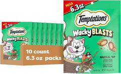 Temptations Wacky Blasts Cat Treats, Nautical 'Nip Flavor, 6.3 oz, 10 Pack | Salmon, shrimp & catnip flavor bits, crunchy outside/soft inside, under 2 cal per treat, 100% complete nutrition, resealable