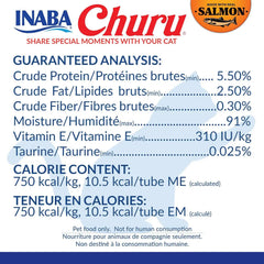 INABA Salmon Churu Cat Treats, Lickable, Squeezable Creamy Purée Cat Treat with Green Tea Extract & Taurine, 0.5 Ounces Each Tube, 60 Tubes, Salmon Variety Box