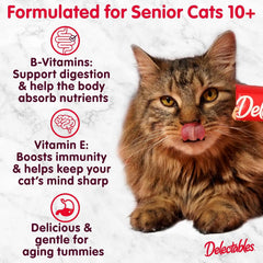 Delectables Squeeze Up Senior 10+ Variety Pack, Creamy Squeezable Puree, Lickable Wet Cat Treats, Grain-Free, No Added Fillers, 0.5 Ounces Tube, 20 Tubes Total