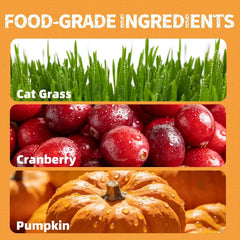 Just Try Cat Grass Treats with Cranberry & Pumpkin, 36 oz | Cat Grass, Cranberry & Pumpkin,Hairball Control,Urinary Tract,Digestion Support, Healthy Training Kitten Treats