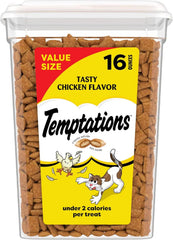 Temptations Classic Crunchy and Soft Cat Treats, Tasty Chicken, 16 oz | Under 2 calories per treat, crunchy outside & soft inside, resealable tub, 100% complete & balanced for adult cats
