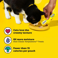 Temptations Creamy Puree Cat Treats, Beef, Chicken, Salmon & Tuna, 48 Count | Beef, Salmon, Chicken & Tuna, under 15 cal/tube, no added sugar or fillers, senior-friendly, meal topper or hand-feed