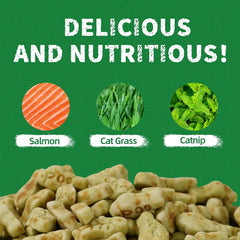 Just Try 36 OZ Cat Grass Treats for Indoor Cats Hairball Control | Catnip for Cats,Dental Care,Natural Salmon,Healthy Cat Grass Treats,Kitten Snacks,Training Biscuits