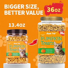 Just Try 36 OZ Pumpkin Cat Treats Salmon for Digestive Health | cat constipation relief,hairball control,for digestive support, low calorie,training biscuits,kitten snacks