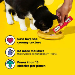 Temptations Creamy Puree Lickable Cat Treats, Beef Liver & Cheese, 24 Count | Under 15 calories per tube, great for senior cats, no chewing required, no added sugar, wet squeezable treat, 0.42 oz. Tubes