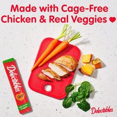 Delectables Squeeze Up Creamy Squeezable Puree, Lickable Wet Cat Treats, Grain Free, No Added Fillers, No By-Products, No Added Preservatives, 0.5 Ounces Chicken & Veggies, 32 Tubes Total