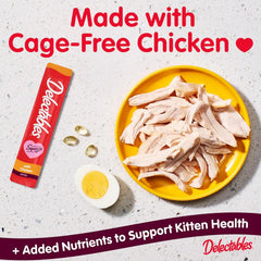 Delectables Squeeze Up Kitten Creamy Squeezable Puree, Lickable Wet Cat Treats, Grain Free, No Added Fillers, No by-Products, No Added Preservatives, 0.5 Ounces Tube Chicken, 32 Tubes Total
